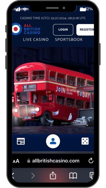 All British Casino mobile lobby
