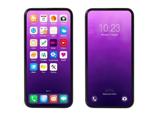 An iPhone lock screen as well as an iPhone app tray