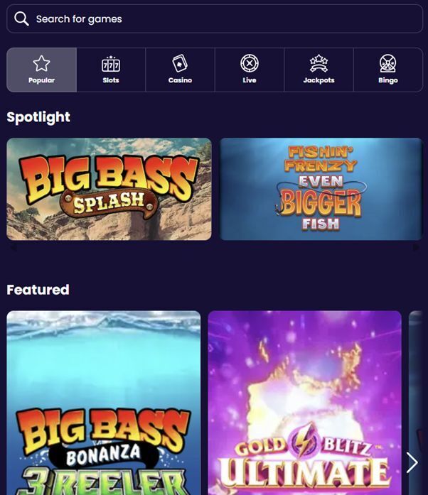 Great Britian Casino Interface